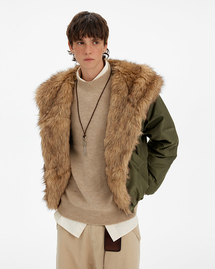MADWITCH FAUX FUR COLLAR PUFFER JACKET #BM334