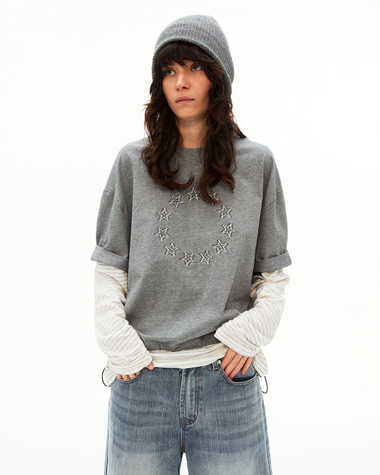 MADWITCH PATCHWORK FAUX LAYER TEE #T633