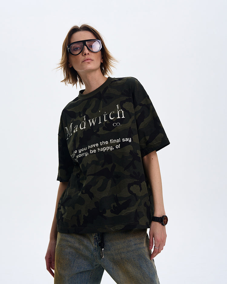 MADWITCH CAMO PRINT SHORT-SLEEVE T-SHIRT #MD4152