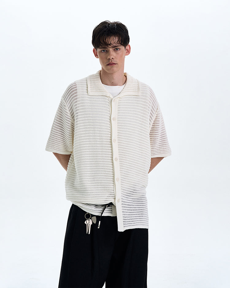 MADWITCH MESH KNIT SHORT SLEEVE TOP #DF8448