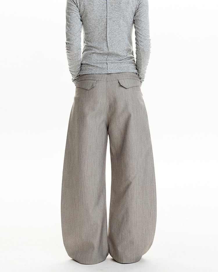 MADWIT PLEATED HERRINGBONE WIDE TROUSERS #HK6959