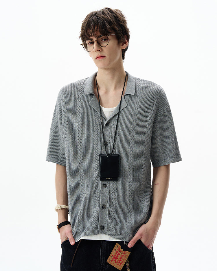 MADWITCH OLD MONEY CABLE KNIT SHIRT #68827