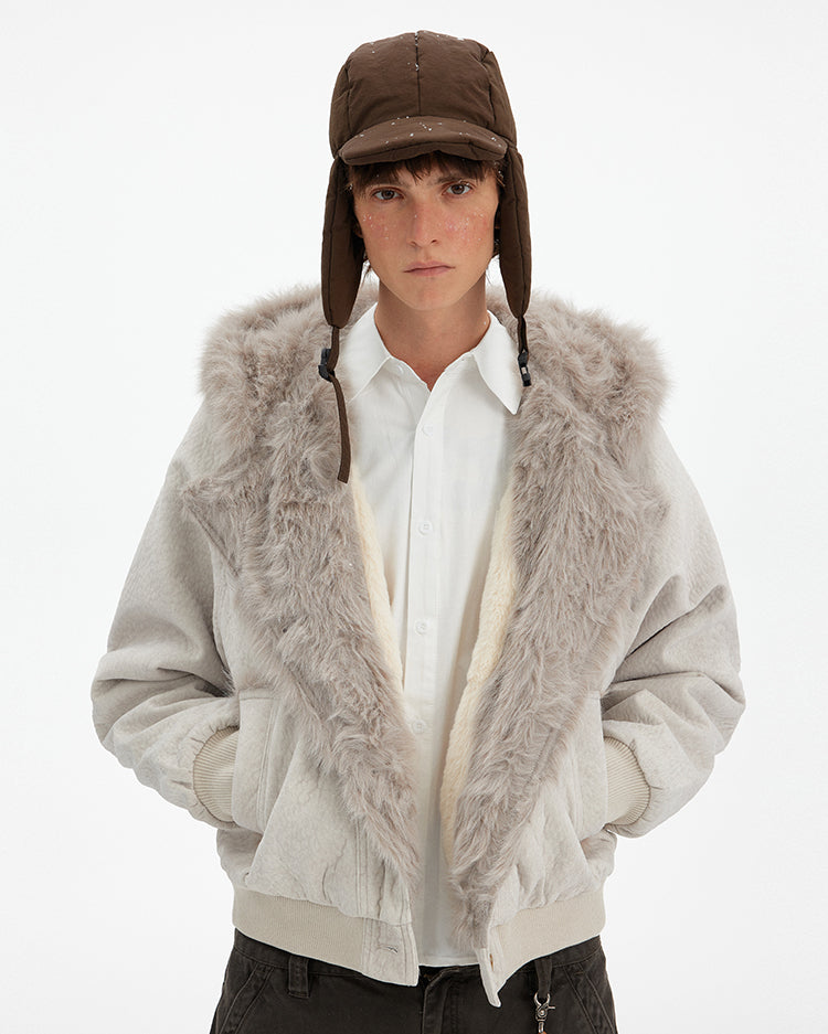 MADWITCH PATCHWORK FUR COLLAR PARKA JACKET #246031