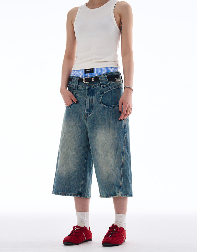 MADWITCH DESIGNER-STYLE CROPPED JEANS #L826