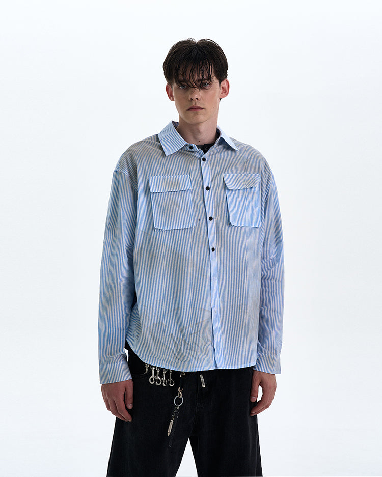 MADWITCH DIRTYFIT STRIPED BUTTON-UP SHIRT #L832