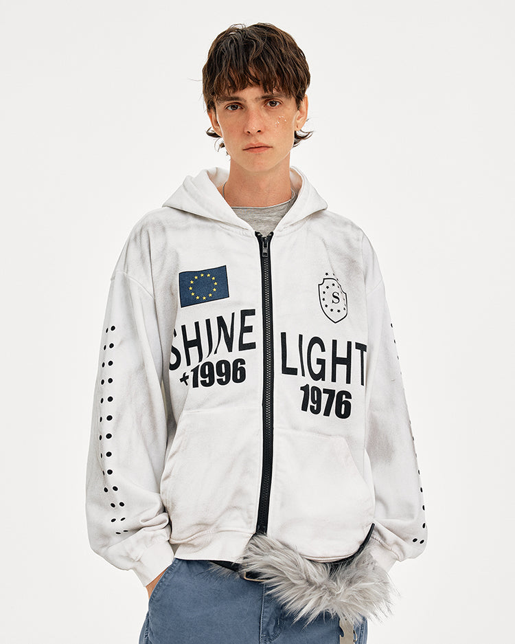 MADWITCH VINTAGE HOODED SWEATSHIRT LETTER PRINT #AW25169