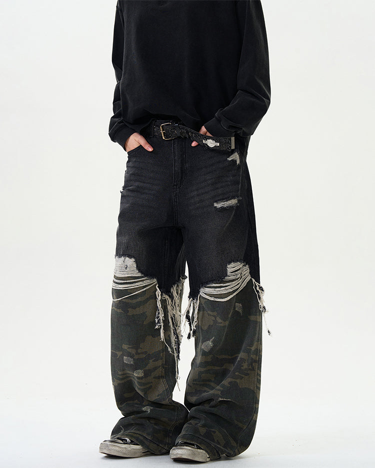 MADWITCH PATCHWORK FRINGED DENIM JEANS #WHOA070