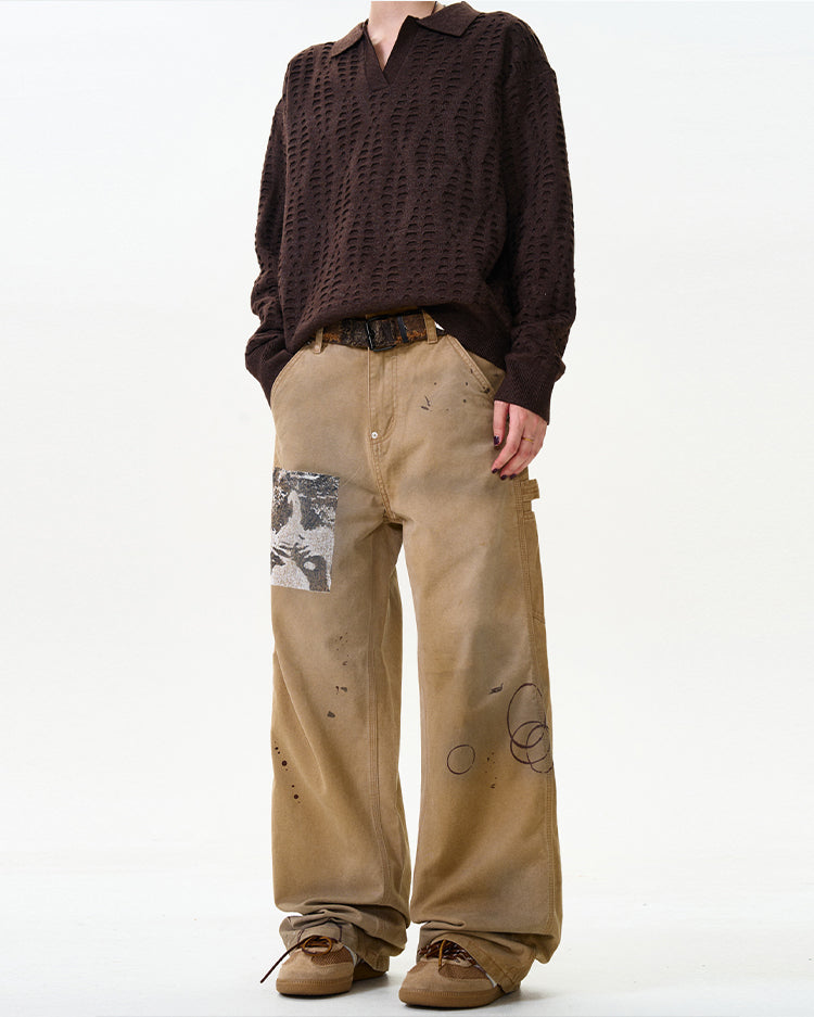 MADWITCH SPLATTER PAINTED WORKWEAR JEANS #CK3330