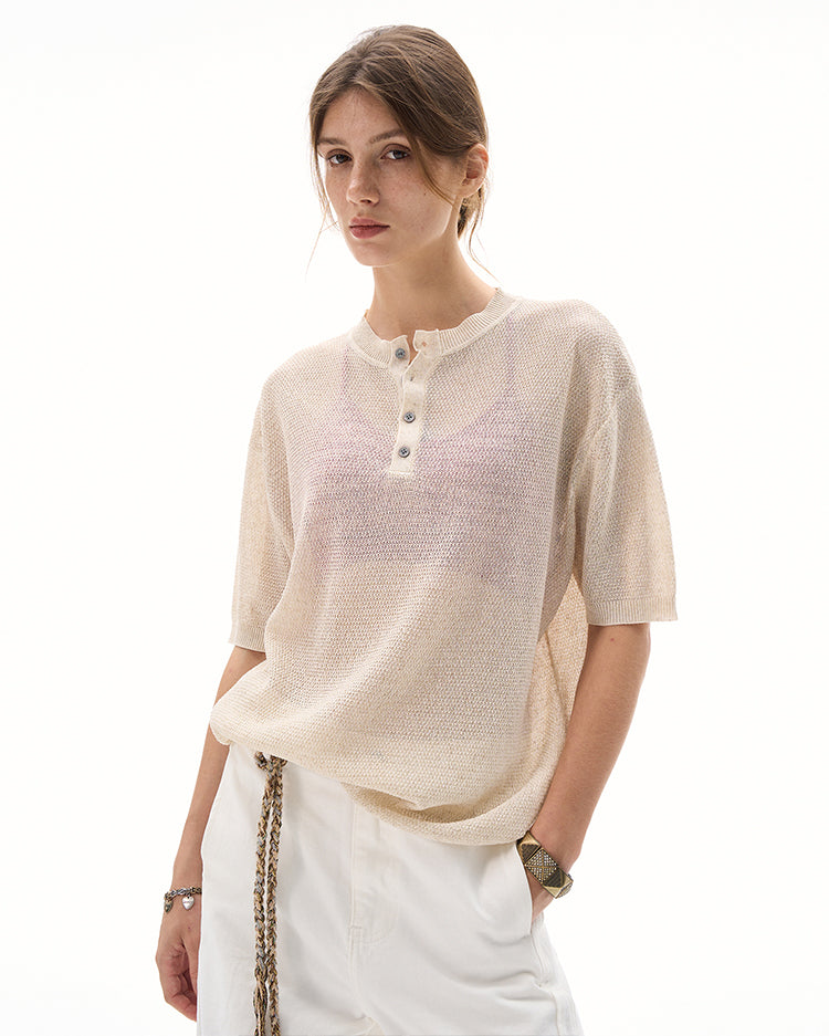 MADWITCH LACE KNIT SHORT SLEEVE TOP #M367