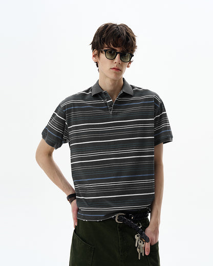 MADWITCH STRIPED POLO SHIRT #0244