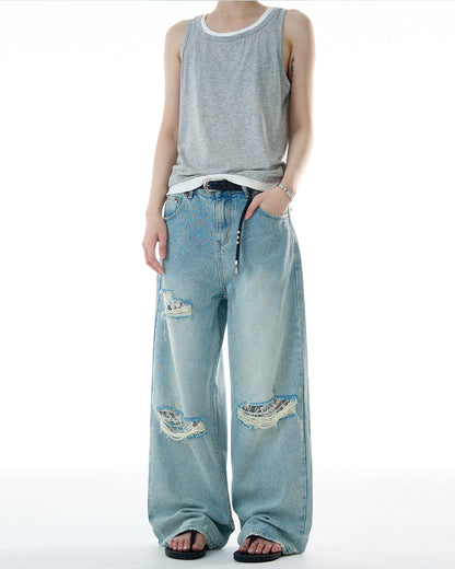 MADWITCH STRAIGHT LEG RIPPED JEANS #CK9579