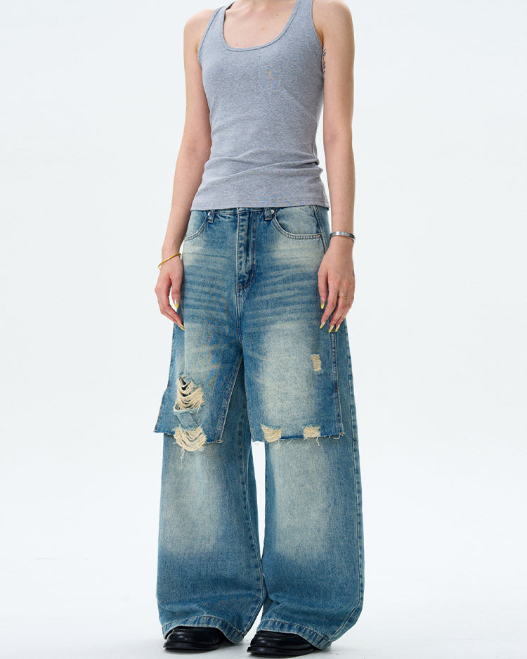 MADWITCH PATCHWORK DISTRESSED JEANS #CK1168