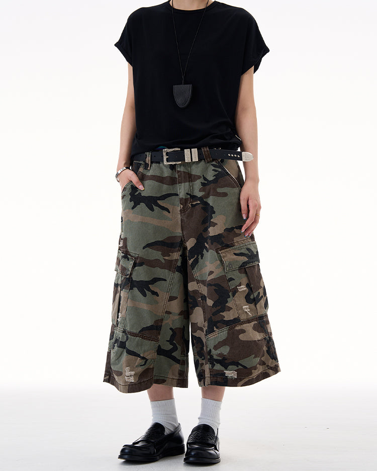 MADWITCH CAMO DISTRESSED UTILITY CAPRIS #CK3512D