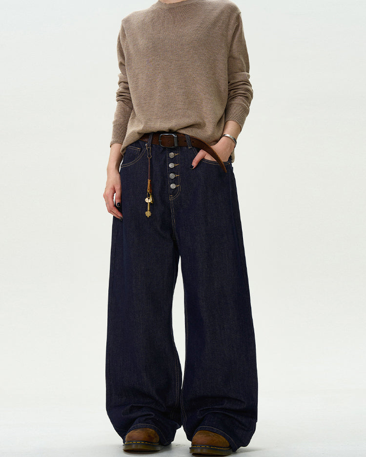 MADWITCH BUTTON-FLY STRAIGHT-LEG JEANS #WHOA094
