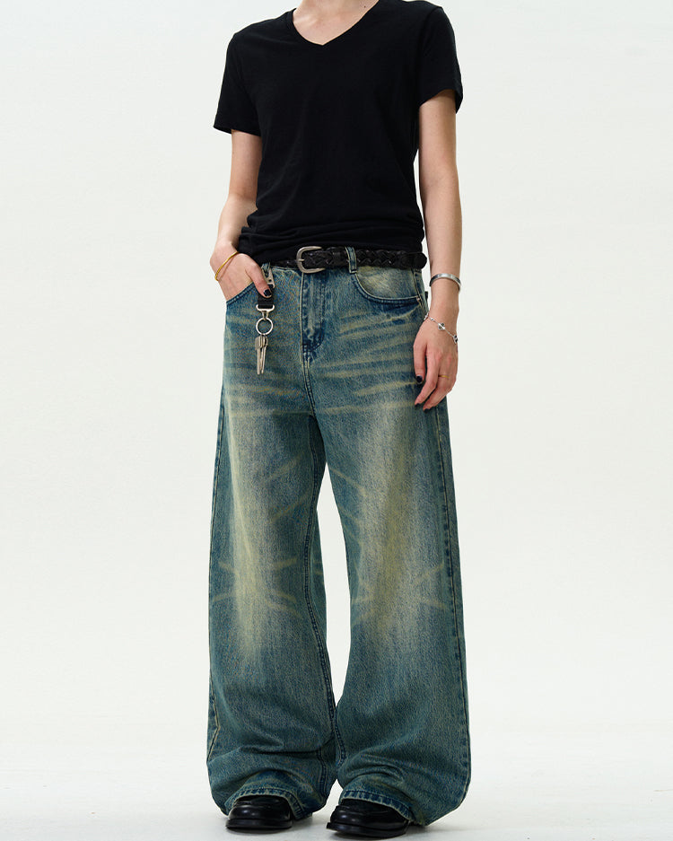 MADWITCH STRAIGHT LEG WIDE-LEG DENIM PANTS #G6621