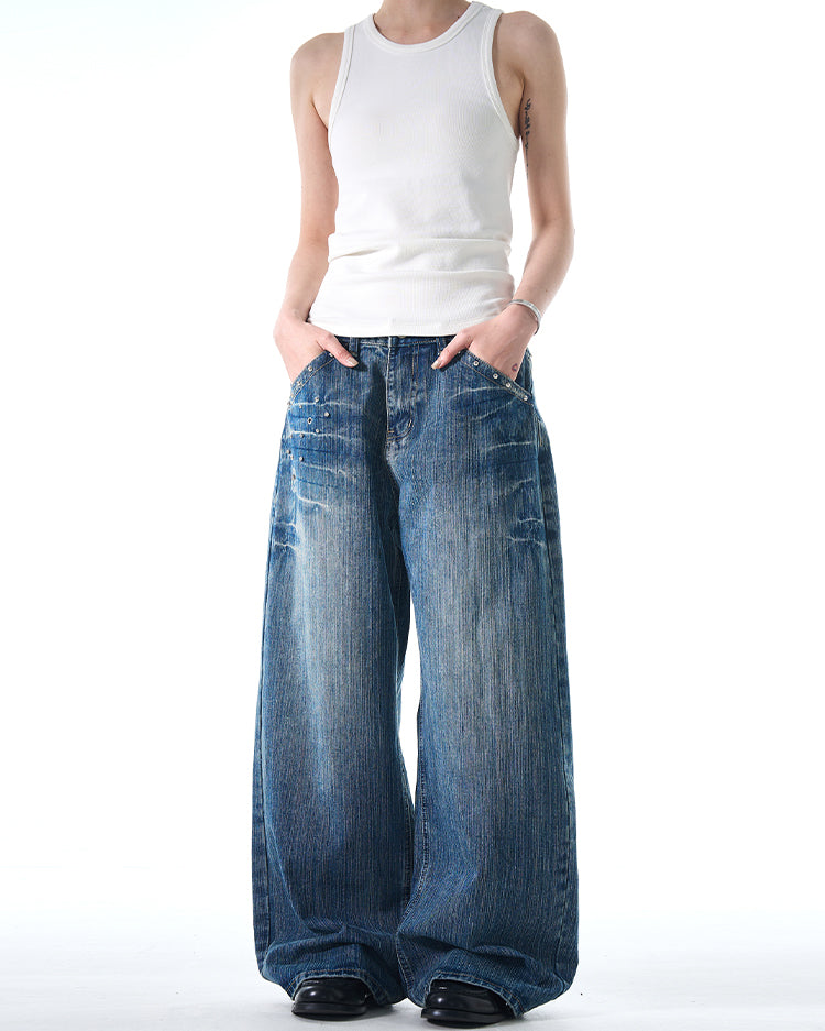 MADWITCH STUDDED VINTAGE JEANS #FX069