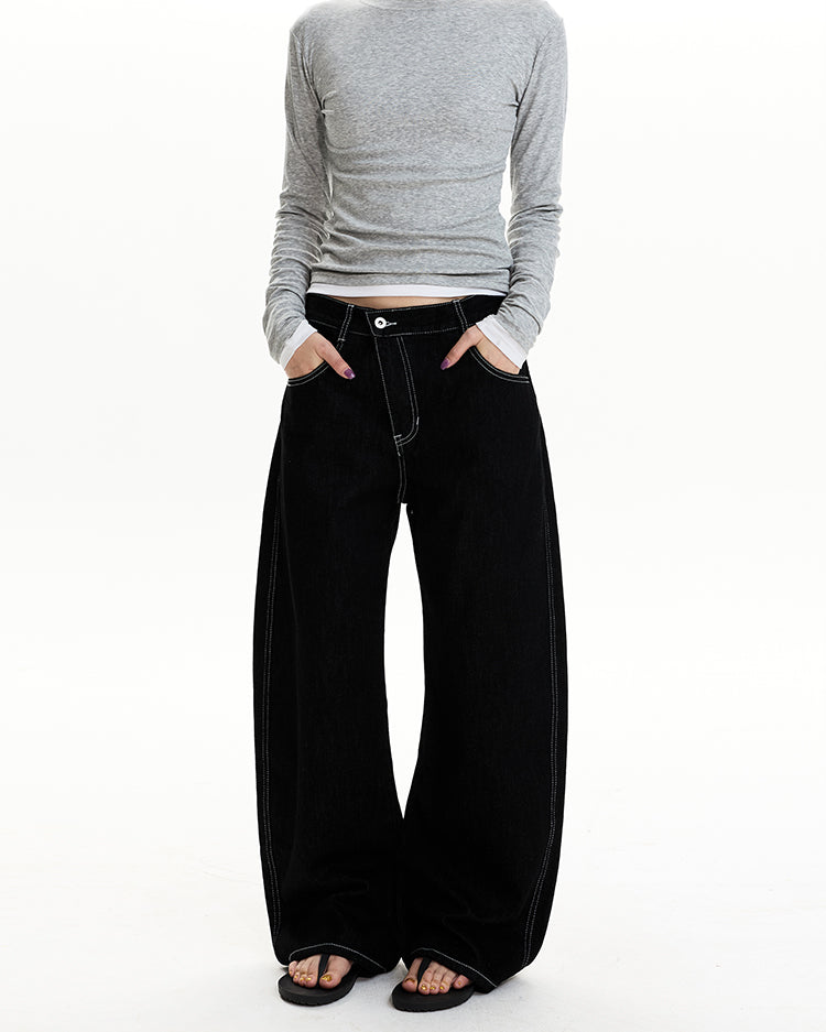 MADWIT SLANTED FLY WIDE LEG JEANS #GPC9728