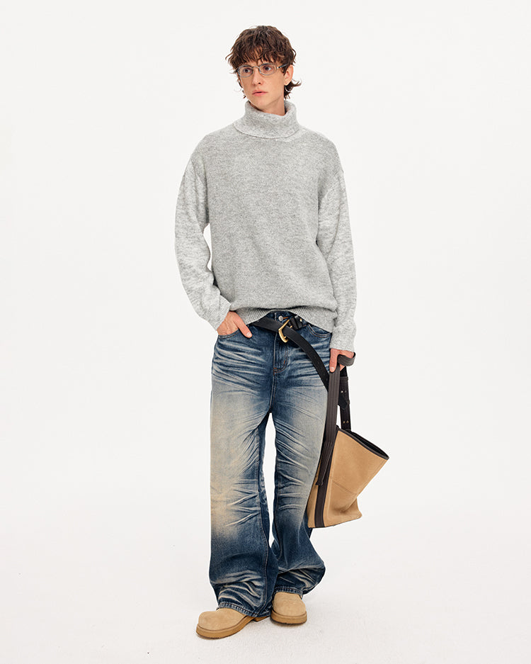 MADWITCH WOOL BLEND STAND COLLAR SWEATER #72672