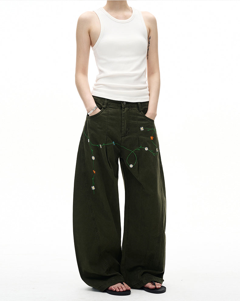 MADWITCH FLORAL PATCH CARGO PANTS #E5807