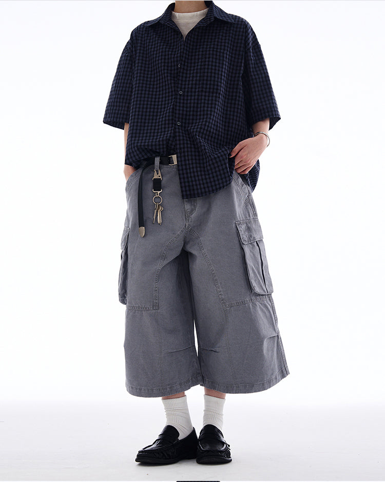 MADWITCH WIDE-LEG CARGO CROPPED PANTS #A592