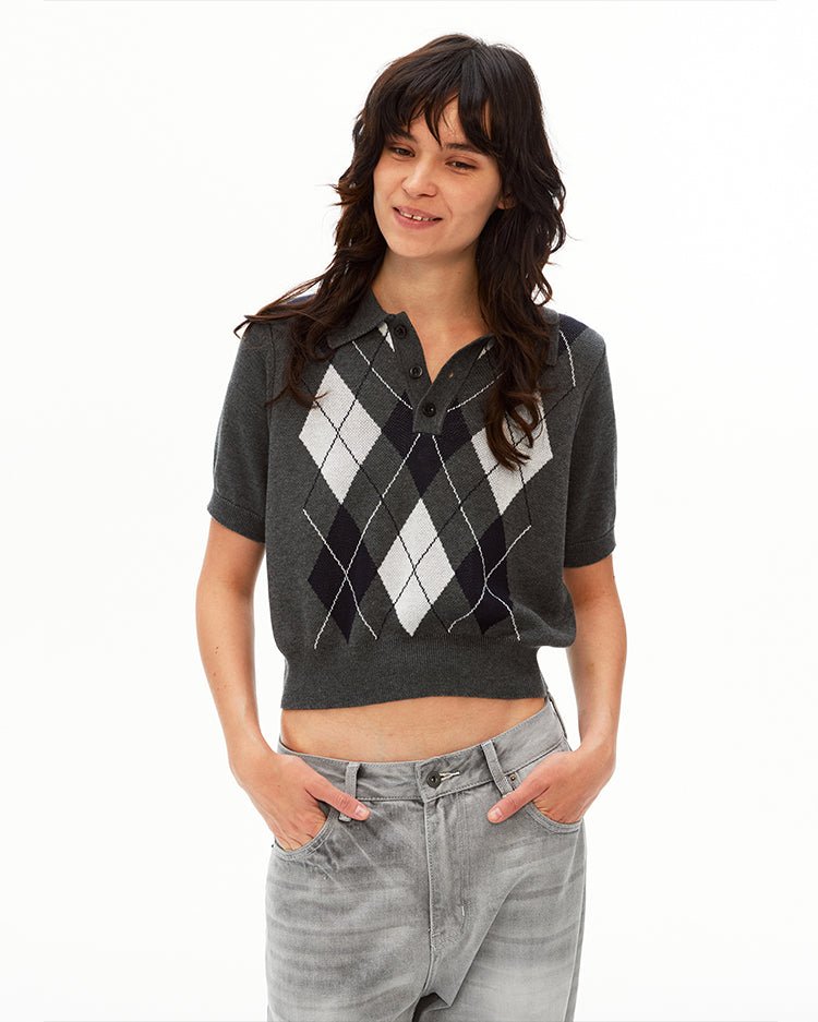 MADWITCH PREPPY DIAMOND KNIT POLO 26806 - MadWitch Store