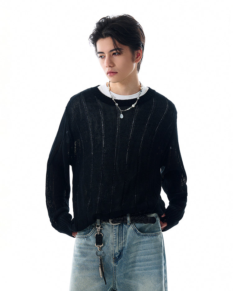 MADWITCH HOLLOW-OUT KNITTED LONG SLEEVE #81177