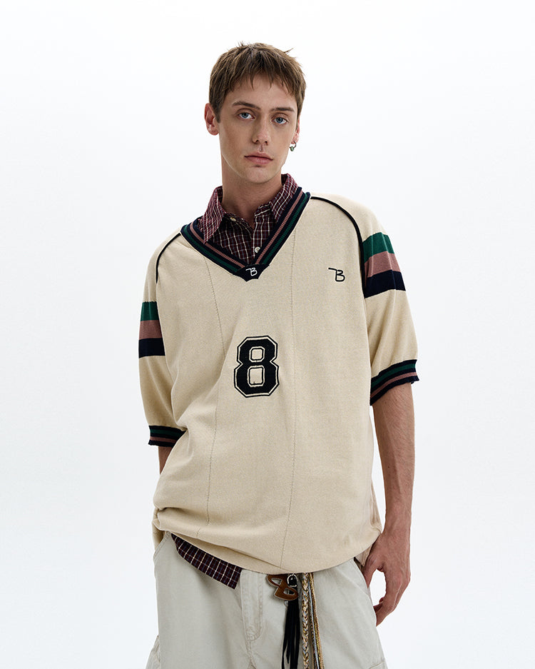 MADWITCH V-NECK KNIT TEE #TA551
