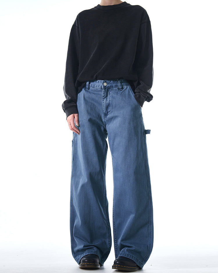 MADWITCH STRAIGHT-LEG FRENCH WORK DENIM PANTS #F9009