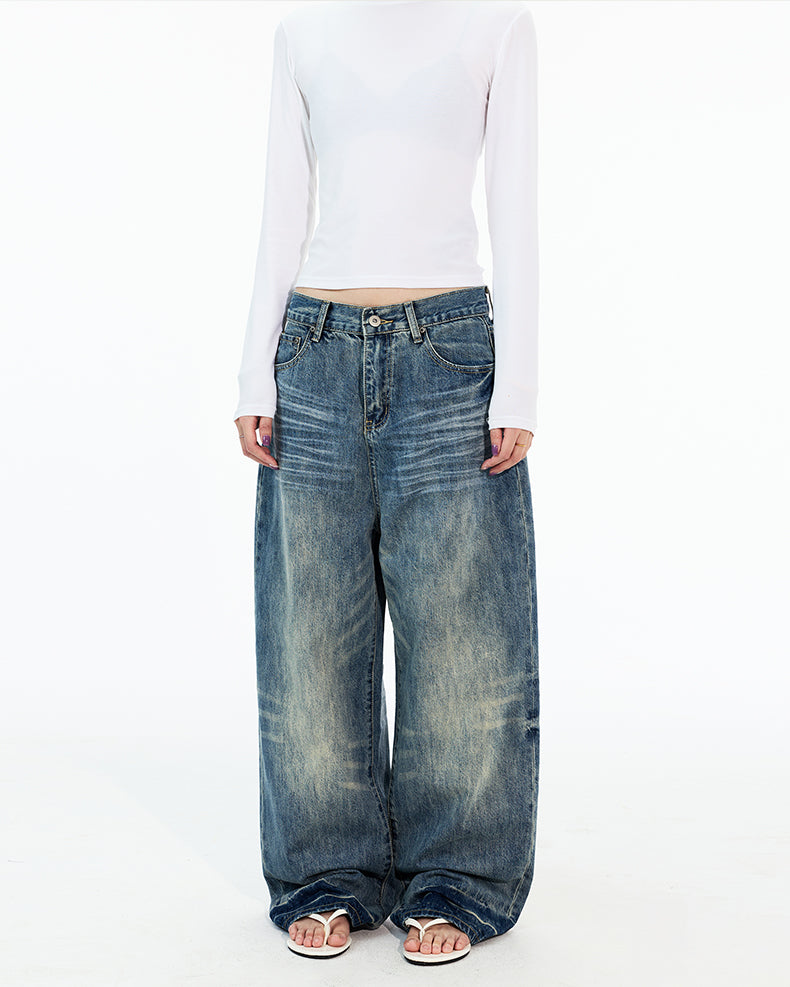 MADWITCH WHISKER WASH WIDE JEANS #6105