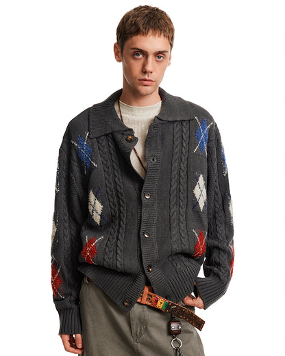 MADWITCH ARGYLE TWIST SWEATER #AW25306