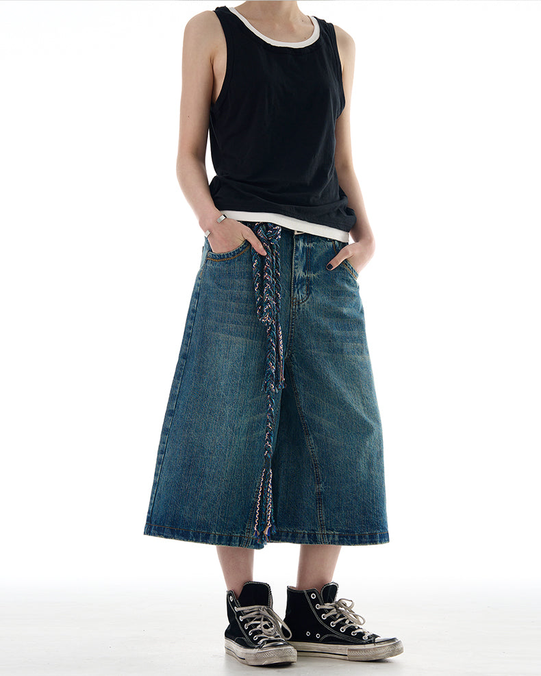 MADWITCH WASHED WIDE LEG DENIM JEANS #L562