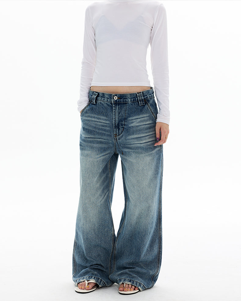 MADWITCH WHISKER WASH WIDE LEG JEANS #GPC9771