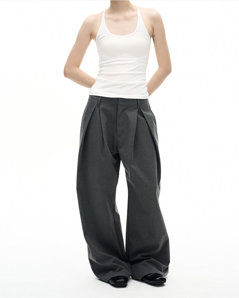 MADWITCH STRIPED WIDE LEG TROUSERS #C923