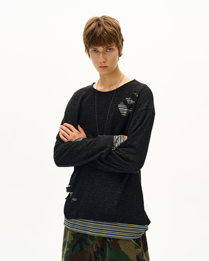MADWITCH UNISEX DISTRESSED KNIT LONG SLEEVE #SD14