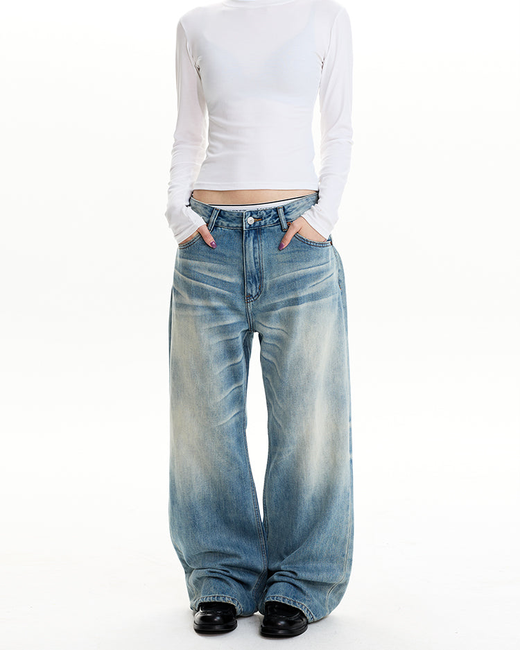 MADWIT WASHED STRAIGHT LEG JEANS #GP5573