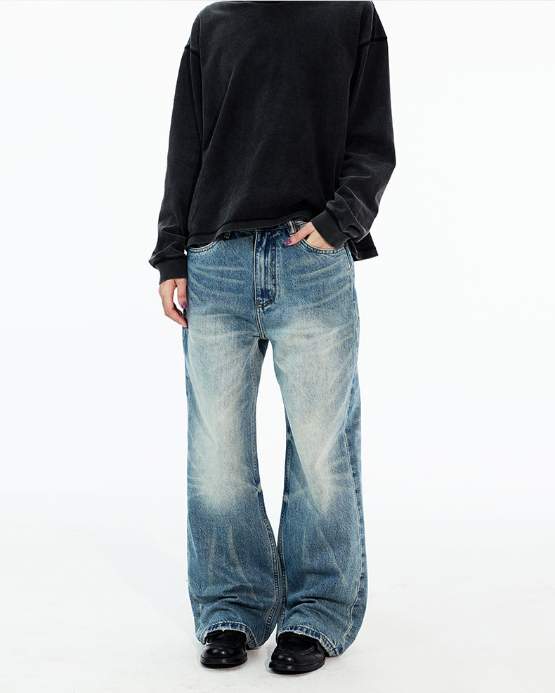 MADWITCH FADED WASH STRAIGHT LEG JEANS #GPC9758