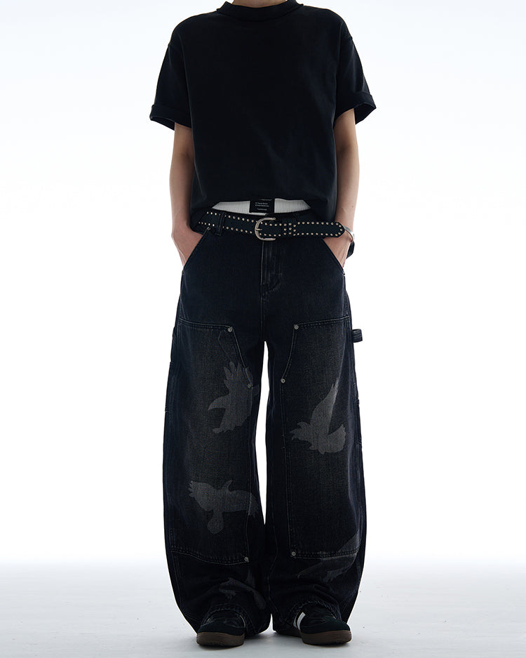 MADWITCH AMERICAN STYLE PEACE DOVE PRINT DENIM JEANS #CK9575