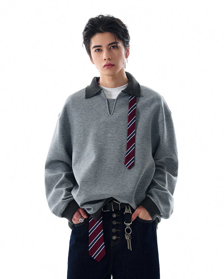 MADWITCH V-NECK MINIMALIST SWEATSHIRT #L567
