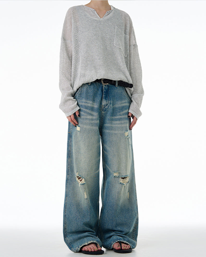 MADWITCH DISTRESSED WASHED DENIM JEANS #CK9555