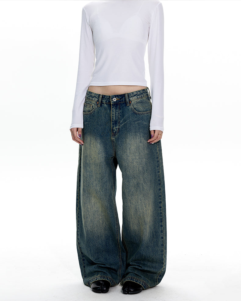 MADWITCH VINTAGE WASHED WIDE LEG JEANS #CK5576