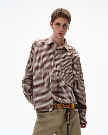 MADWITCH UNISEX VINTAGE PLAID LONG SHIRT #CR6215