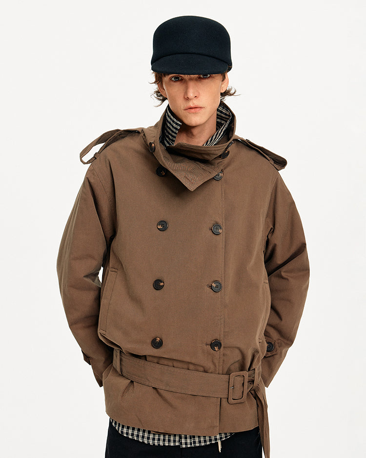 MADWITCH DOUBLE BREASTED STAND COLLAR COAT #BM434