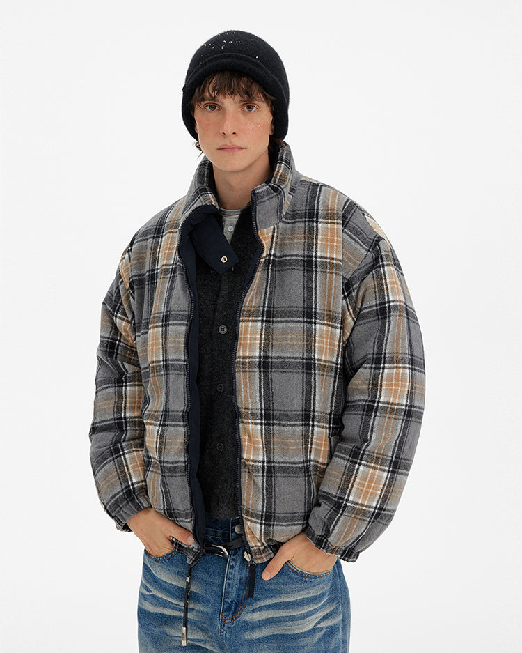 MADWITCH REVERSIBLE PLAID PUFFER JACKET #254YR10160