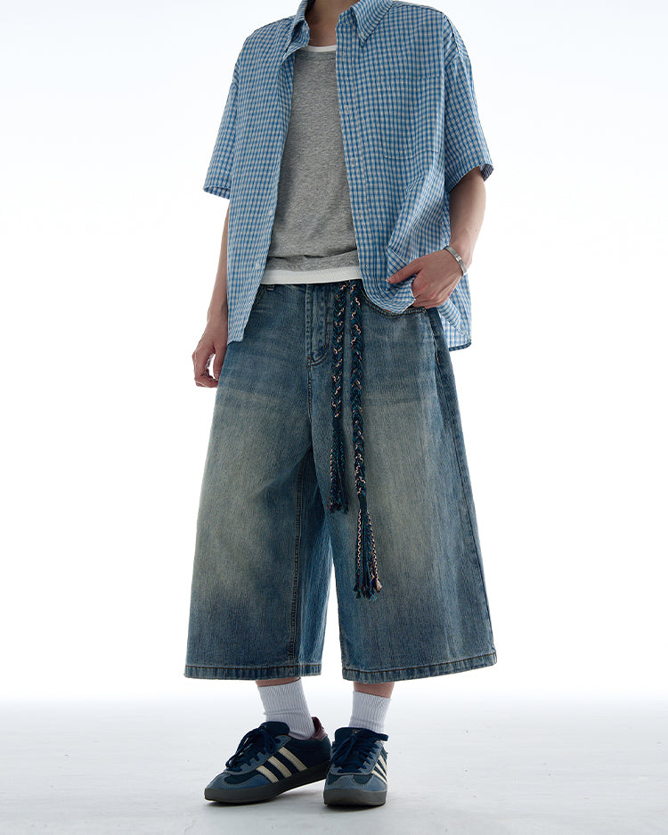 MADWITCH LOOSE FIT CROPPED DENIM JEANS #G6682