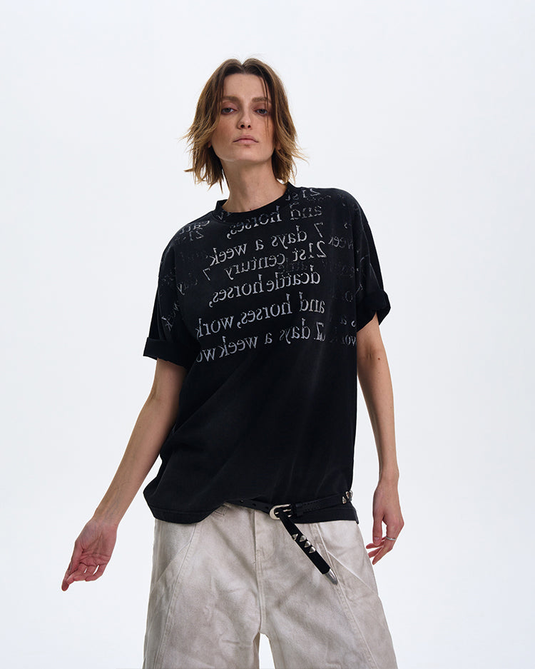 MADWITCH GRADIENT LETTER PRINT T-SHIRT #MD4150