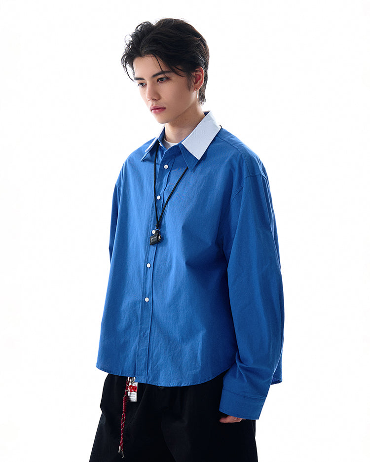 MADWITCH DOUBLE COLLAR PATCHWORK SHIRT #RC140