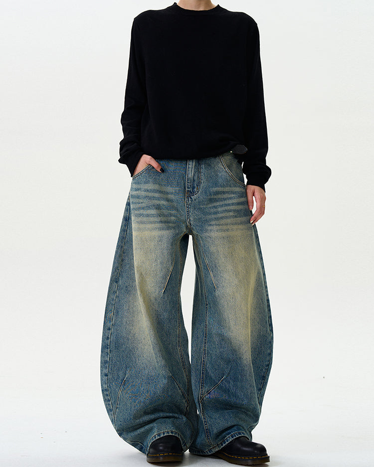 MADWITCH BEND-LEG WIDE-LEG DENIM JEANS #CK9367
