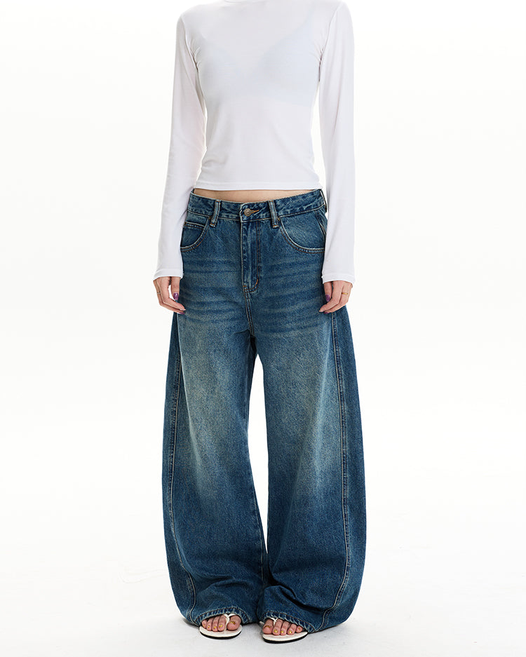 MADWIT FADED WASH WIDE JEANS #CK5571