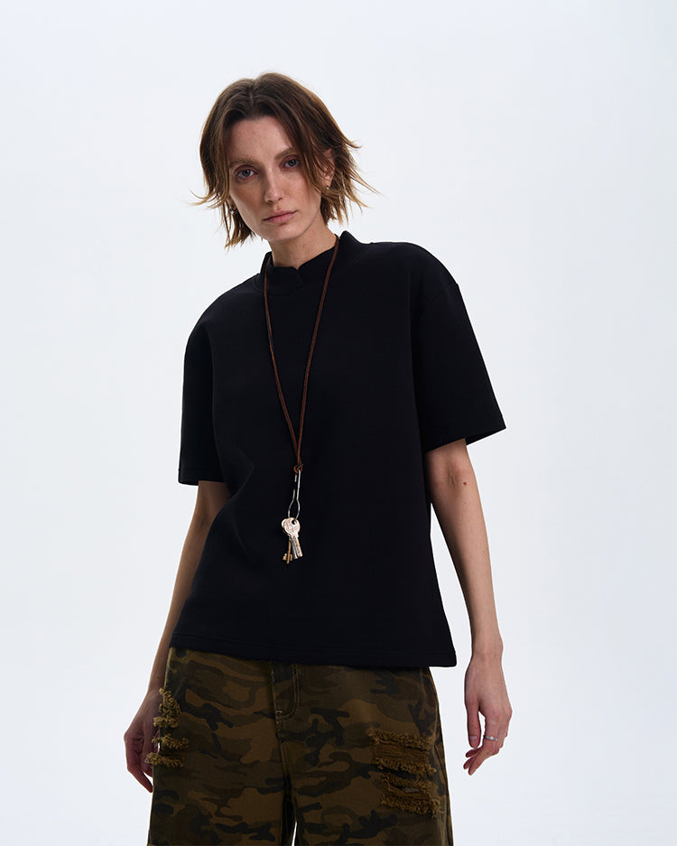 MADWITCH MINIMALIST SMALL COLLAR T-SHIRT #241316