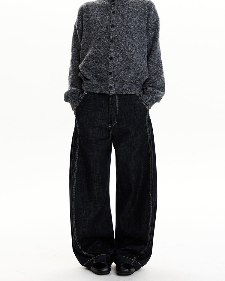 MADWIT RAW DENIM DECONSTRUCTED WIDE JEANS #GPC9781